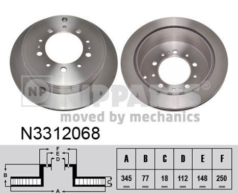 NIPPARTS Remschijf N3312068 Remschijven NIPPARTS RAV 4 N3312068 goedkoop