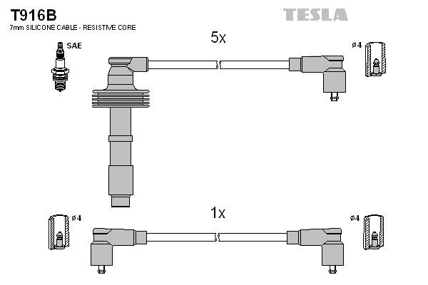 TESLA Sada zapaľovacích káblov T916B TESLA T916B Zapaľovacie káble S70 (LS, 874) cena