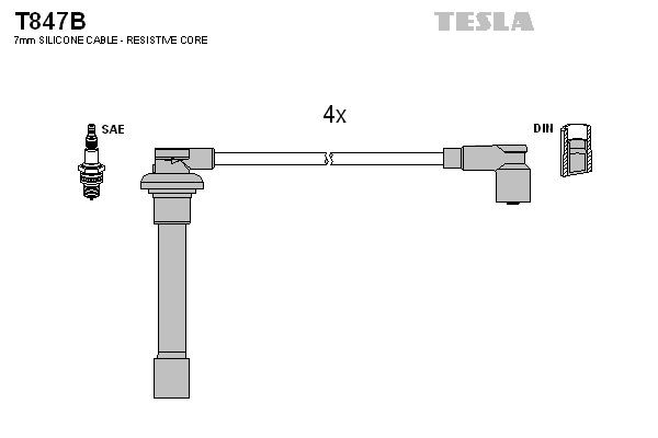 TESLA Bougiekabels T847B TESLA T847B Bougiekabel Honda Civic VI goedkoop