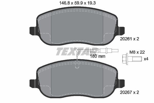 TEXTAR Kit pastiglie freni 2026101 TEXTAR 2026101 Pasticche dei freni PEUGEOT Expert I Van originale prezzo