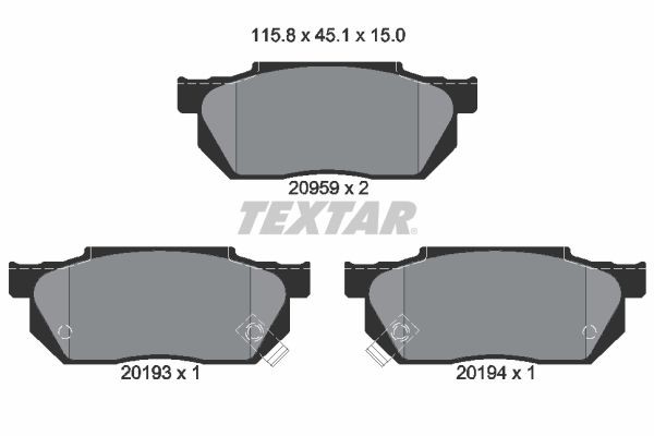 TEXTAR Bremseklodser 2095902 TEXTAR 2095902 Honda Prelude 2 Sports bremseklodser pris