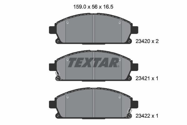 TEXTAR Bromsbelägg 2342001 TEXTAR 2342001 Bromsbelägg INFINITI Q45 II (FY33) 4.1 278 hk 2001