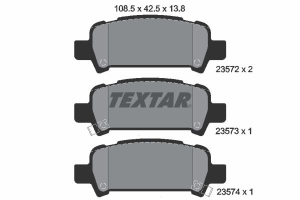 TEXTAR Bremseklodser 2357202 Bremseklodser TEXTAR Subaru WRX 2357202