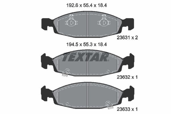 TEXTAR Kit pastiglie freni 2363101 TEXTAR 2363101 Kit pastiglie freni JEEP Grand Cherokee II (WJ, WG) 3.1 TD 4x4 140 CV 1999