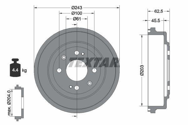 TEXTAR Bremsetromle 94017600 TEXTAR 94017600 Bremsetromler Honda Civic Fastback billig