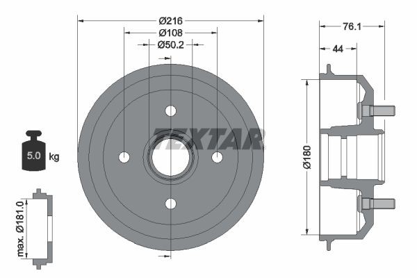 TEXTAR Bremžu trumulis 94018500 TEXTAR 94018500 Bremžu trumuļi Ford Fiesta Mk4 JVS cena