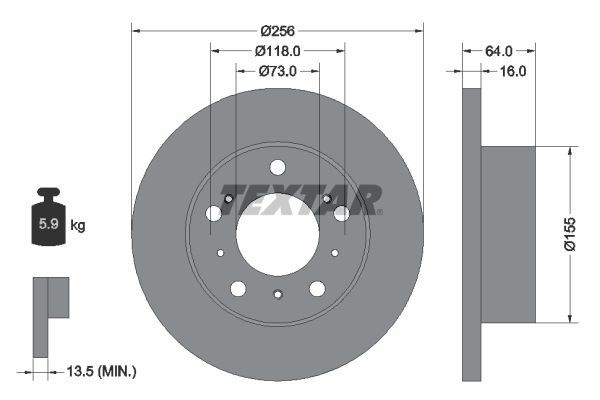 TEXTAR Bremseskive 92034400 TEXTAR 92034400 Bremseskive FIAT Ducato I Panorama (290) 2.5 TD 95 hk 1991