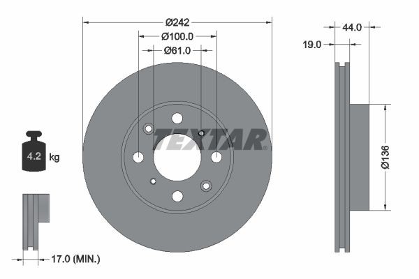 TEXTAR Disco freno 92060700 TEXTAR 92060700 Dischi freno sportivi Integra I Hatchback DA originali prezzo