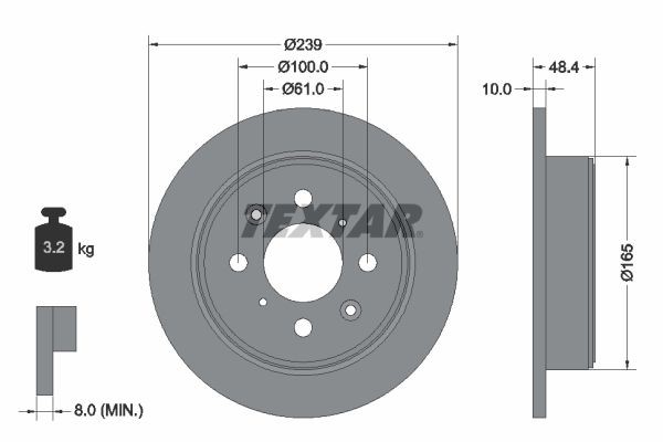 TEXTAR Disco freno 92060800 TEXTAR 92060800 Dischi freno sportivi Integra I Hatchback DA prezzo