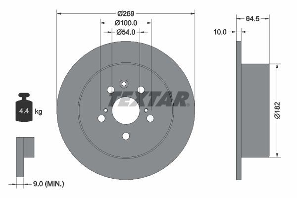 TEXTAR Bromsskiva 92070800 Toyota Carina 2 T17 Bromsskivor sport TEXTAR 92070800
