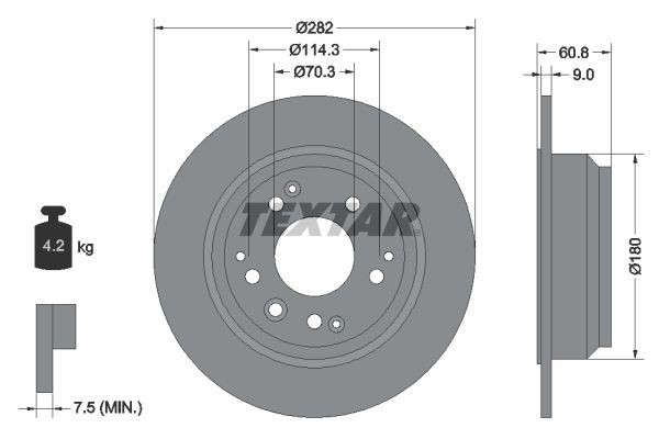 Brzdový kotouč TEXTAR 92078400 TEXTAR 92078400: Brzdové kotúče Honda ODYSSEY 2021
