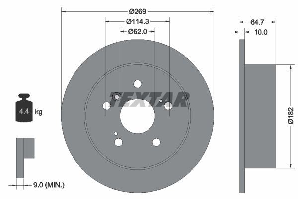 TEXTAR Disque de frein 92079300 TEXTAR 92079300 Disques de frein Toyota VISTA d'origine
