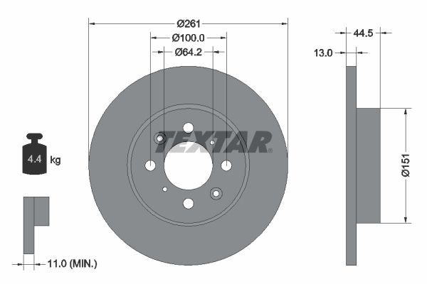 TEXTAR Jarrulevy 92090100 92090100 TEXTAR Sport-jarrulevyt MG MGB