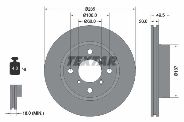TEXTAR Remschijf 92093200 TEXTAR 92093200 Remschijven Suzuki Alto 5 goedkoop