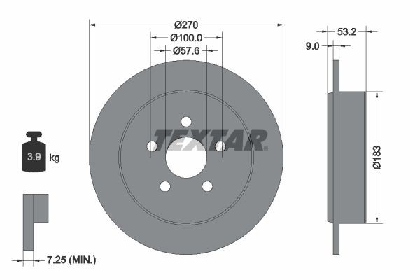 TEXTAR Bremseskive 92108600 Sportsbremseskiver TEXTAR Chrysler NEON 92108600