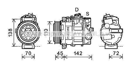 PRASCO Aircopomp MSAK615 Mercedes-Benz VARIO AC-compressor PRASCO MSAK615