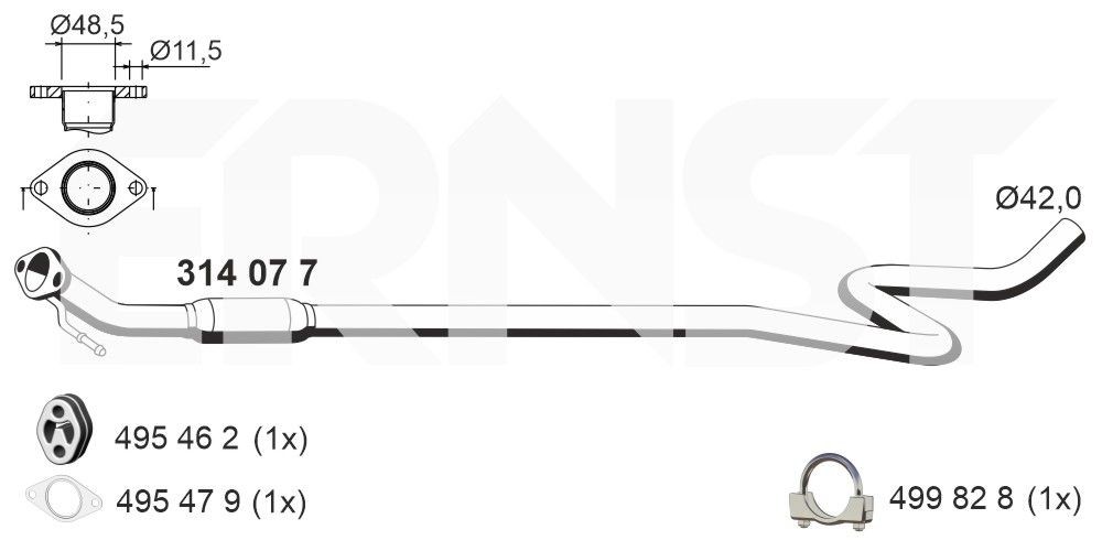ERNST Keskiäänenvaimentaja 314077 314077 ERNST Keskimmäinen äänenvaimennin Lexus NX hinta