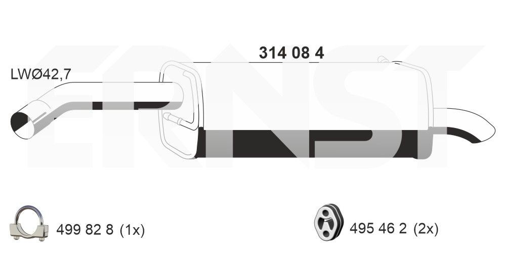 ERNST Bakre eksospotte 314084 Bakre eksospotte ERNST STINGER 314084 billige
