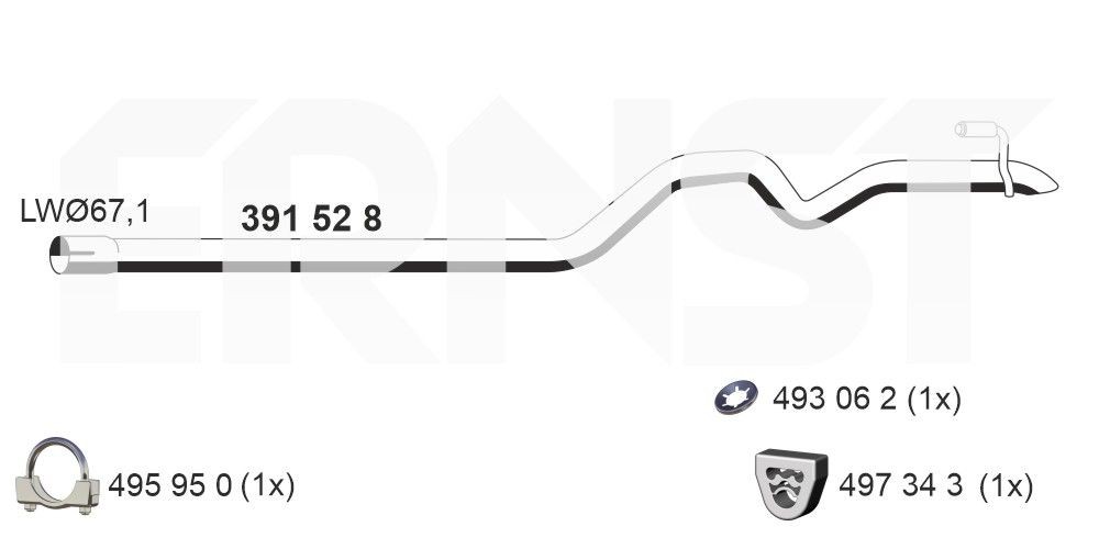 ERNST Exhaust Pipe 391528 391528 ERNST exhaust pipe for MERCEDES-BENZ CLS