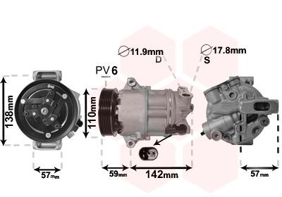 VAN WEZEL AC-kompressor 0100K133 0100K133 AC pumpe ALFA ROMEO GT VAN WEZEL