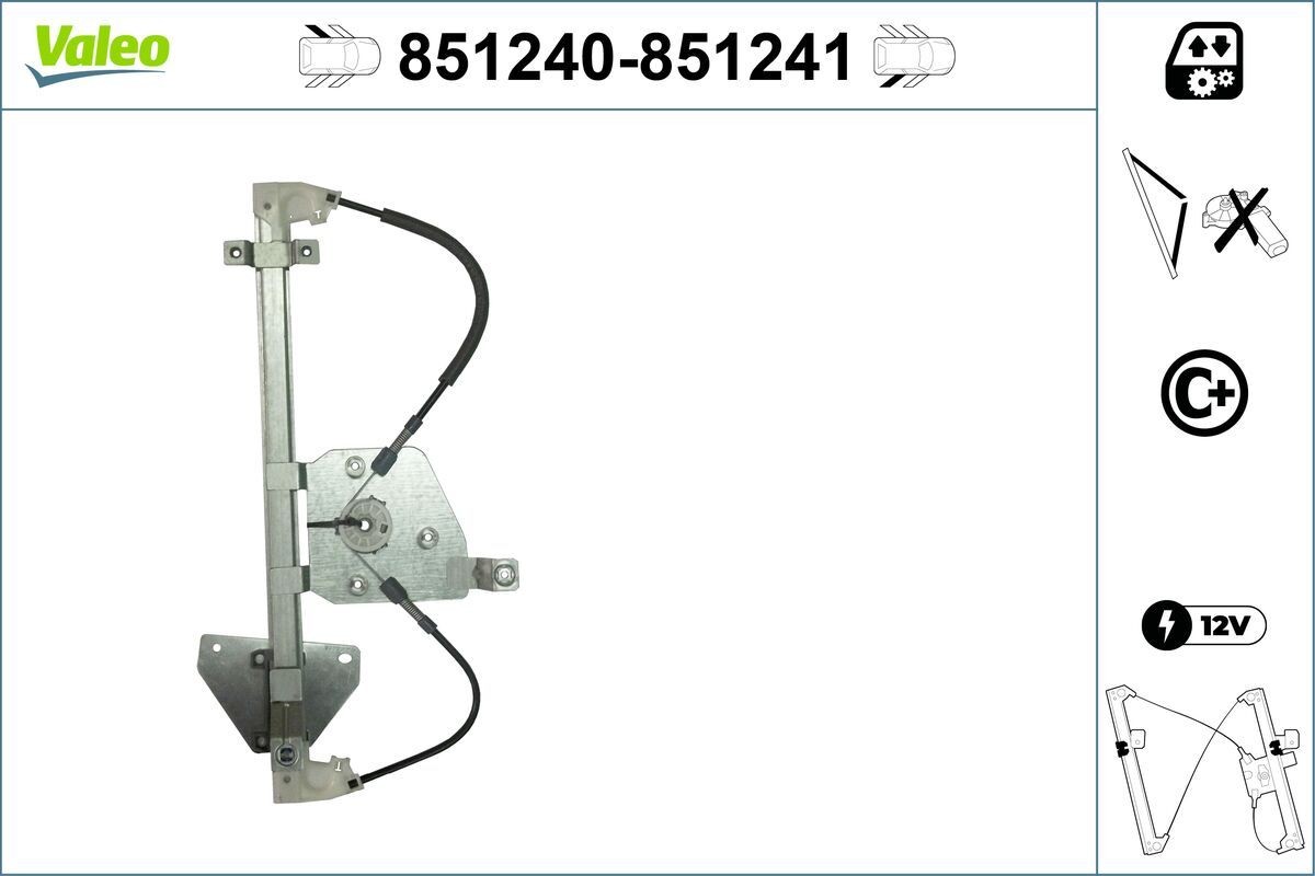 VALEO Raammechanisme 851240 851240 Raam, mechanisme MITSUBISHI OUTLANDER VALEO