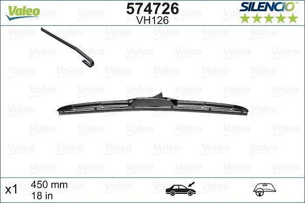 VALEO Vinduesvisker 574726 Vaskesystem Chevrolet Cruze Stationcar: Vinduesvisker VALEO SILENCIO HBLADE 574726