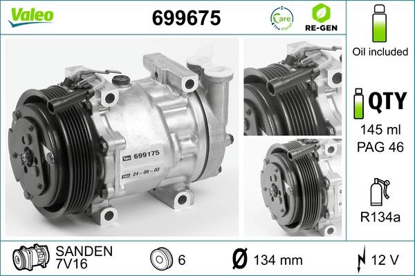 VALEO Klimakompressor 699675 VALEO AC kompressor LANCIA 699675