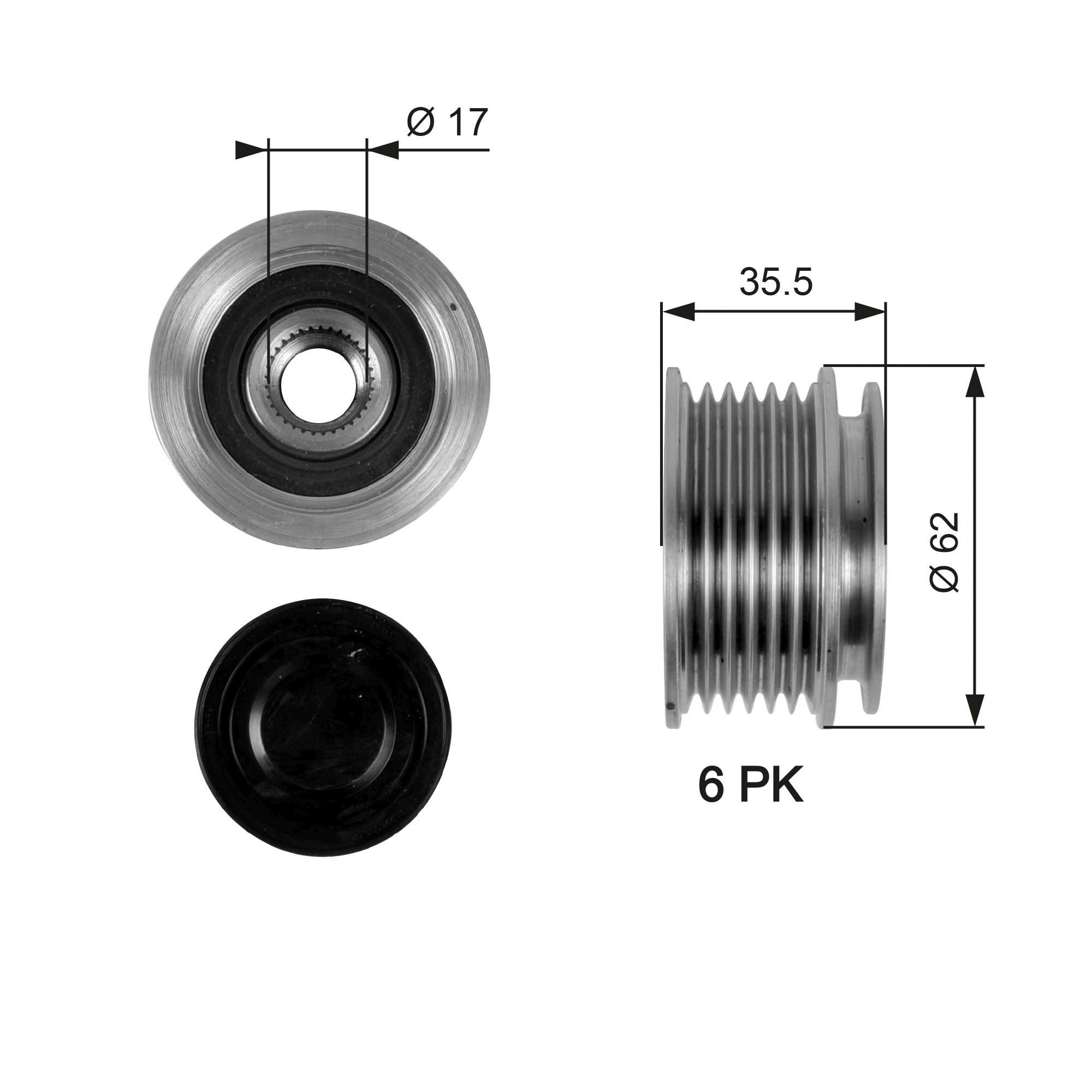 GATES Dynamopoelie OAP7044 Audi 100 Dynamo onderdelen GATES DriveAlign OAP7044