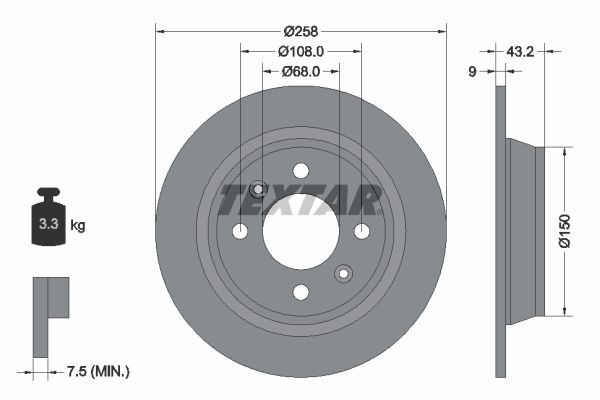 TEXTAR Brzdový kotouč 92048500 TEXTAR 92048500 Brzdový kotouč SAAB 9000 Hatchback 2.0 T16 204 KS 1990