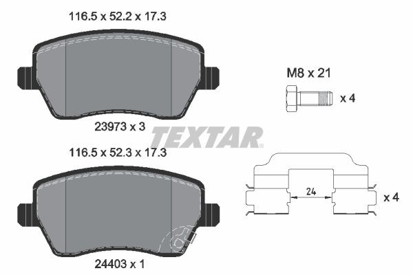 TEXTAR Piduriklotsid 2397302 Klotsid TEXTAR Suzuki SX4 2397302