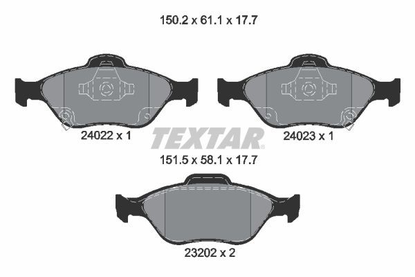 TEXTAR Τακάκια φρένων 2402201 TEXTAR 2402201 Τακάκια φρένων