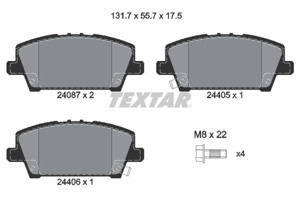 TEXTAR Kit pastiglie freni 2408701 2408701 costo Pastiglie dei freni HONDA CITY TEXTAR