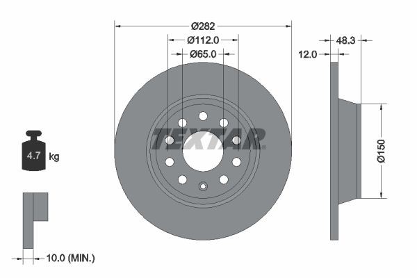 TEXTAR Remschijf 92140800 Skoda CITIGO Remschijven set TEXTAR 92140800