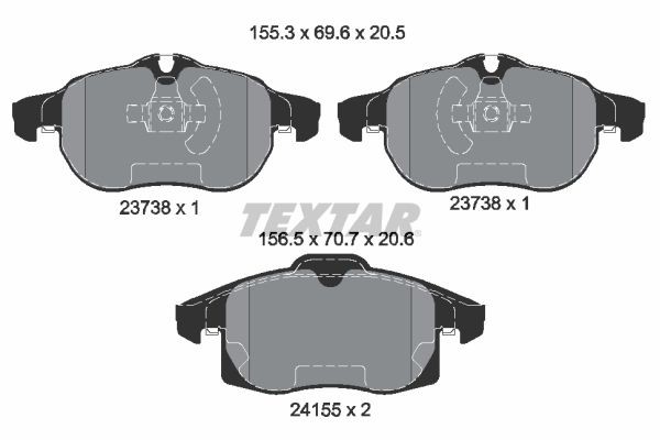 TEXTAR Bremseklosser 2415501 Bremsebelegg TEXTAR Saab 99 2415501