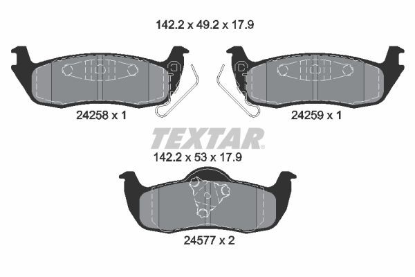 TEXTAR Remblokken 2425801 TEXTAR 2425801 Remblokken JEEP Grand Cherokee III (WH, WK) 5.7 326 Pk 2007