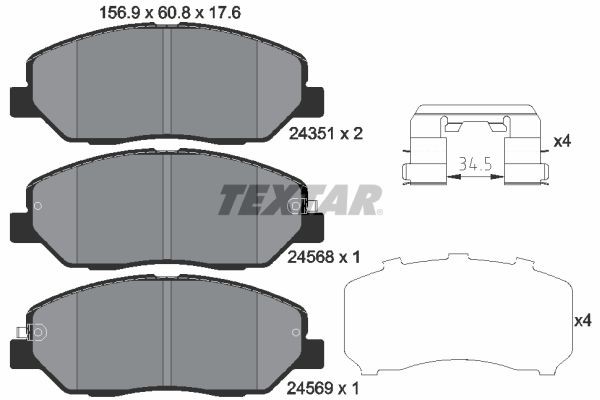 TEXTAR Brake pad set 2435101 HYUNDAI i20 TEXTAR racing brake pads 2435101