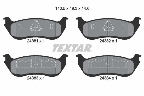 TEXTAR Piduriklotsid 2438101 TEXTAR 2438101 Piduriklotsid FORD USA Explorer (U251) 4.6 4WD 296 hj 2010