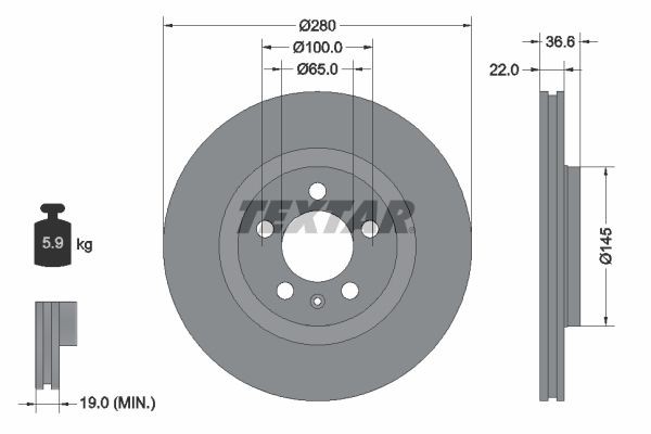 TEXTAR Bremžu diski 92082305 Sporta bremžu diski TEXTAR Seat ATECA PRO+ 92082305