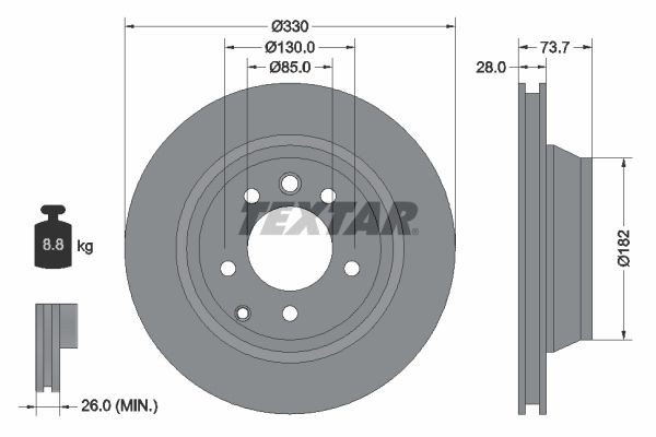 TEXTAR Brzdový kotouč 92122005 92122005 PRO+ Športové brzdové kotúče PORSCHE 718 TEXTAR