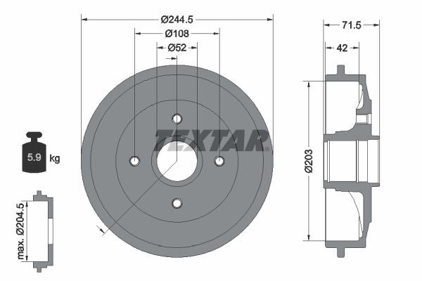 TEXTAR Bremstrommel 94026600 94026600 Bremstrommeln PEUGEOT 2008 TEXTAR kaufen
