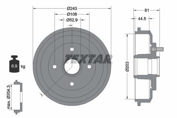 TEXTAR Tambor de travão 94026700 TEXTAR 94026700 Tambor de travão Ford Fusion ju2 preço