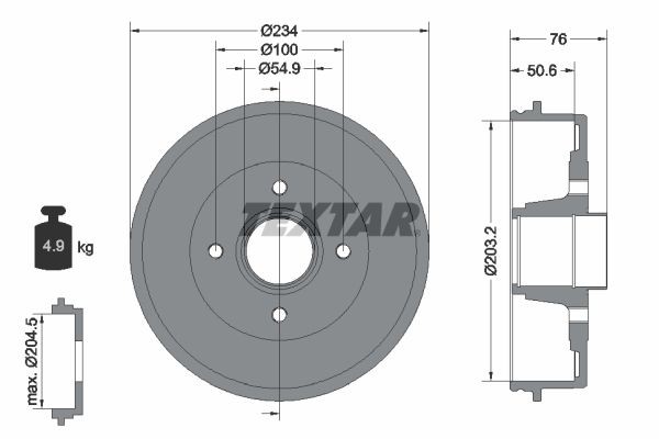 TEXTAR Bremsetromle 94027100 Bremsetromler TEXTAR TWINGO 94027100 billig
