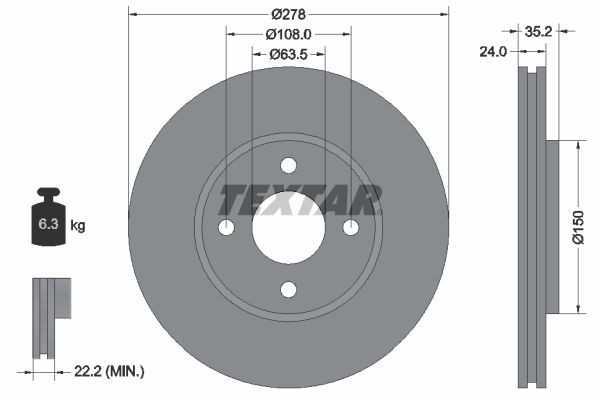 TEXTAR Bremseskive 92131300 Bremseskive TEXTAR Dacia LODGY 92131300