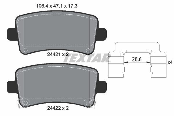TEXTAR Bremseklosser 2442102 2442102 Bremsekloss SAAB 99 TEXTAR
