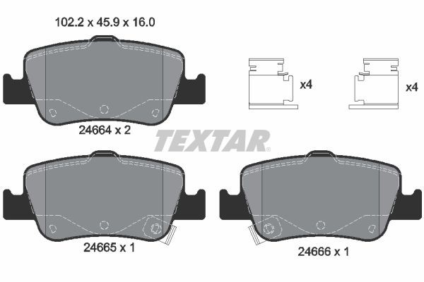TEXTAR Brake pad set 2466401 2466401 TEXTAR brake pads TOYOTA URBAN CRUISER