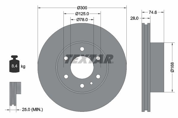TEXTAR Bremseskive 92155900 Sports bremseskiver TEXTAR IVECO 92155900