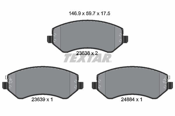 TEXTAR Kit pastiglie freni 2363801 TEXTAR 2363801 Pastiglie freno sportive Cherokee KJ originale prezzo