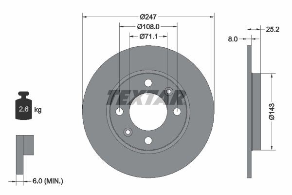 TEXTAR Bremseskive 92055003 Sports bremseskiver TEXTAR Peugeot 508 PRO 92055003
