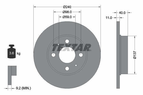 TEXTAR Bremsscheibe 92061103 92061103 PRO Bremsscheiben ALFA ROMEO GIULIETTA TEXTAR kaufen