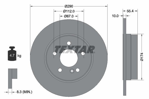 TEXTAR Bremseskive 92072703 Skivebremser TEXTAR B-klasse 92072703 billig